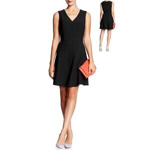 Banana Republic Flared Dress Size 10 Black Princess Seams Lined V Neck 244504